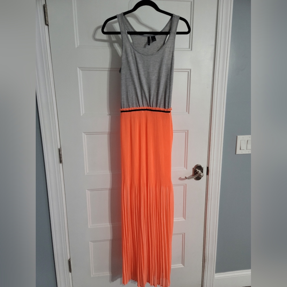Coral and Grey maxi dress